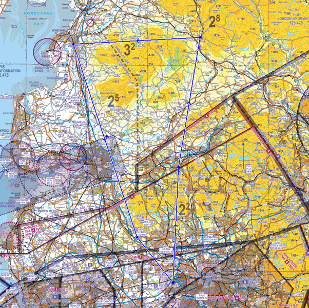 Chart area showing mark up of planned route